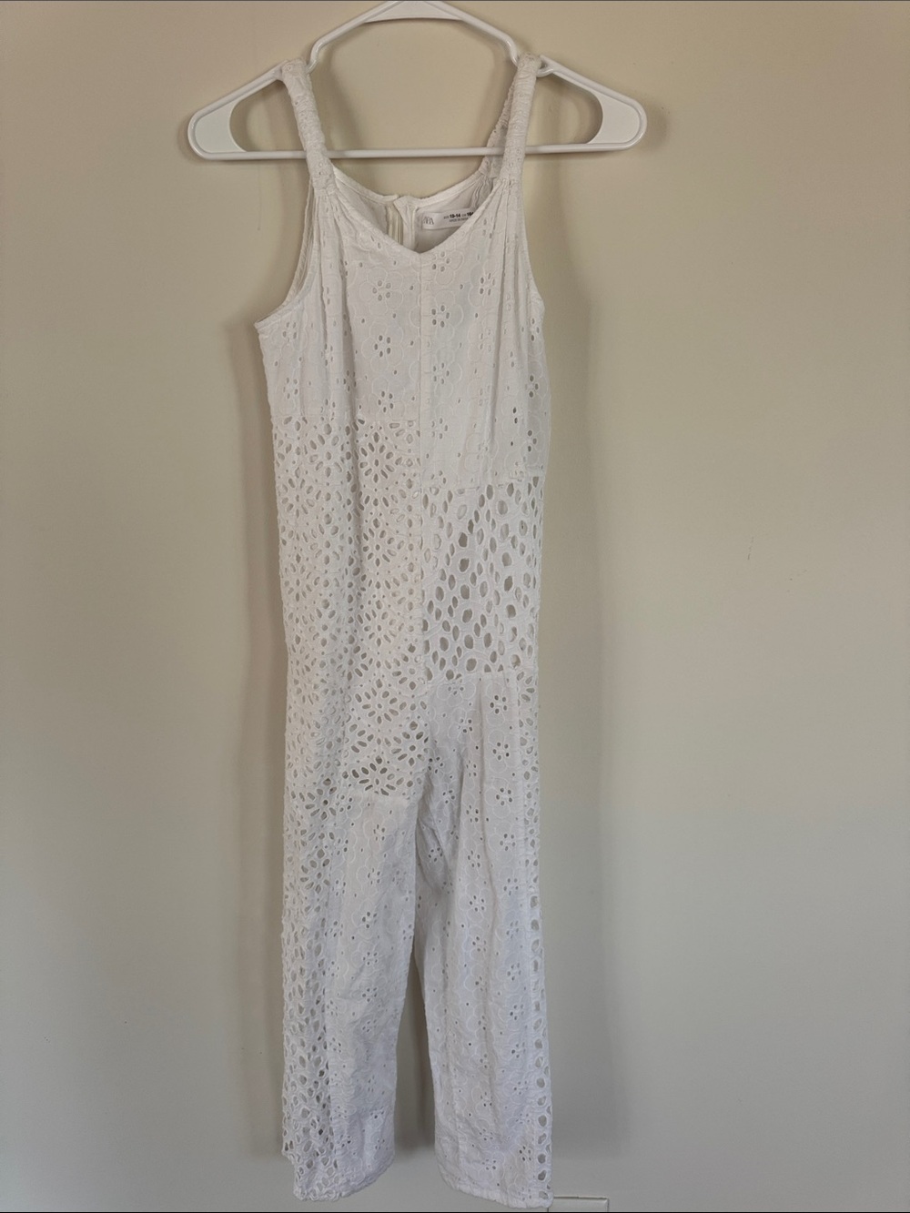 Zara Girls White Eyelet Lace Jumpsuit